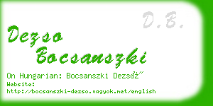 dezso bocsanszki business card